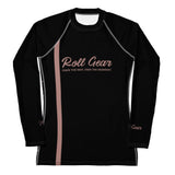Roll Gear Girls Bows Short Sleeve Rash Guard – Pink – Women’s, front view, all-over print.