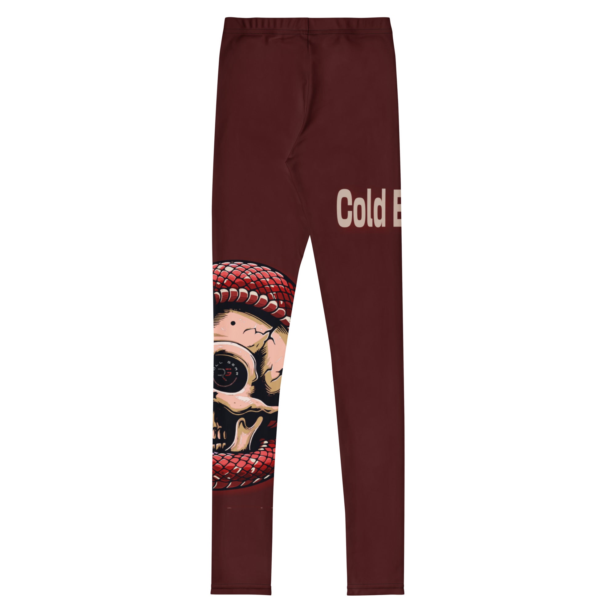 Roll Gear Signature Cold Blooded Spats – Maroon Venom (Athlete Edition, Youth Leggings), back view.