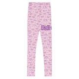 Roll Gear Girls Bow Spats - Pink, Youth, back view.