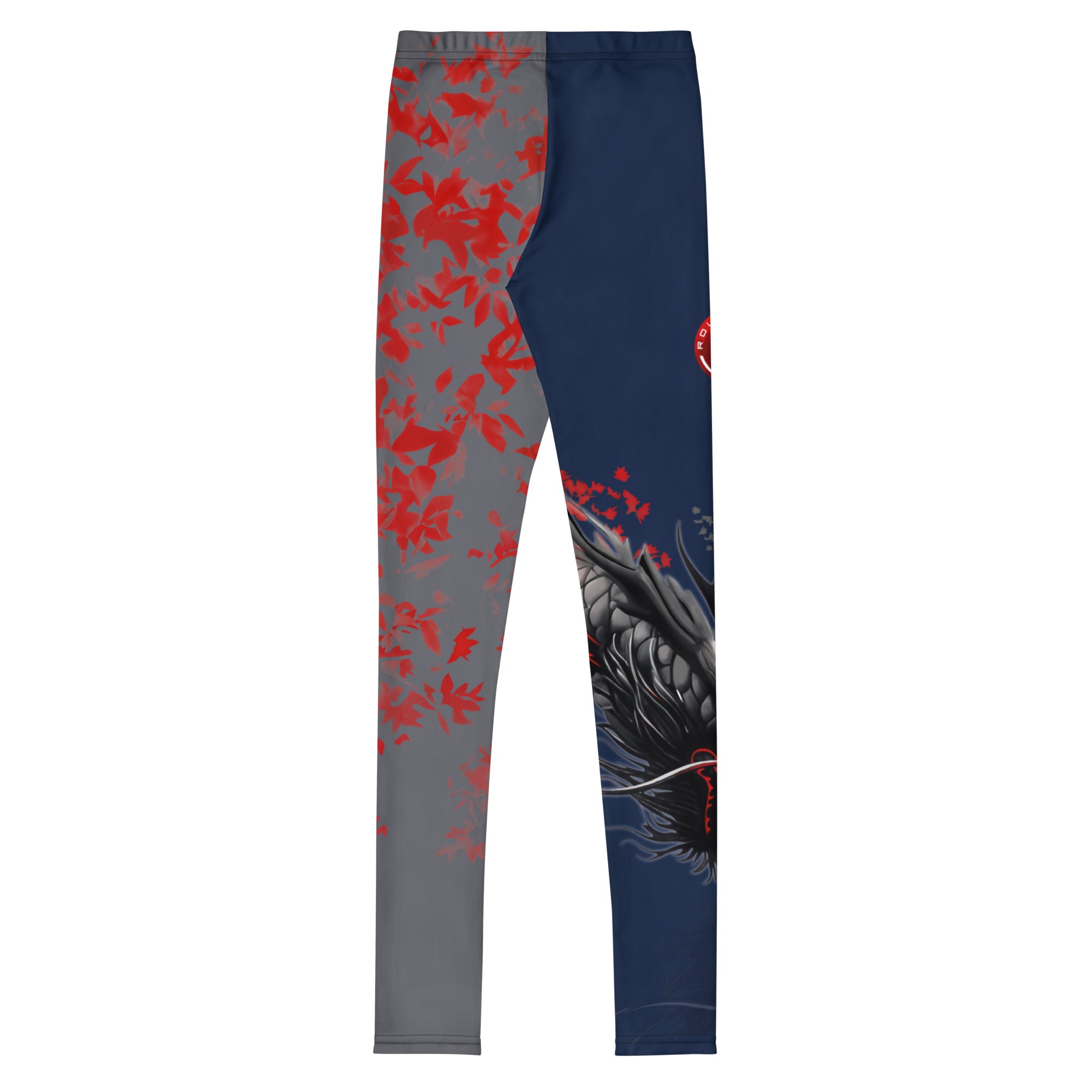 Roll Gear Shadow Dragon Warrior Spats – Dark Navy & Crimson – Youth, back view.
