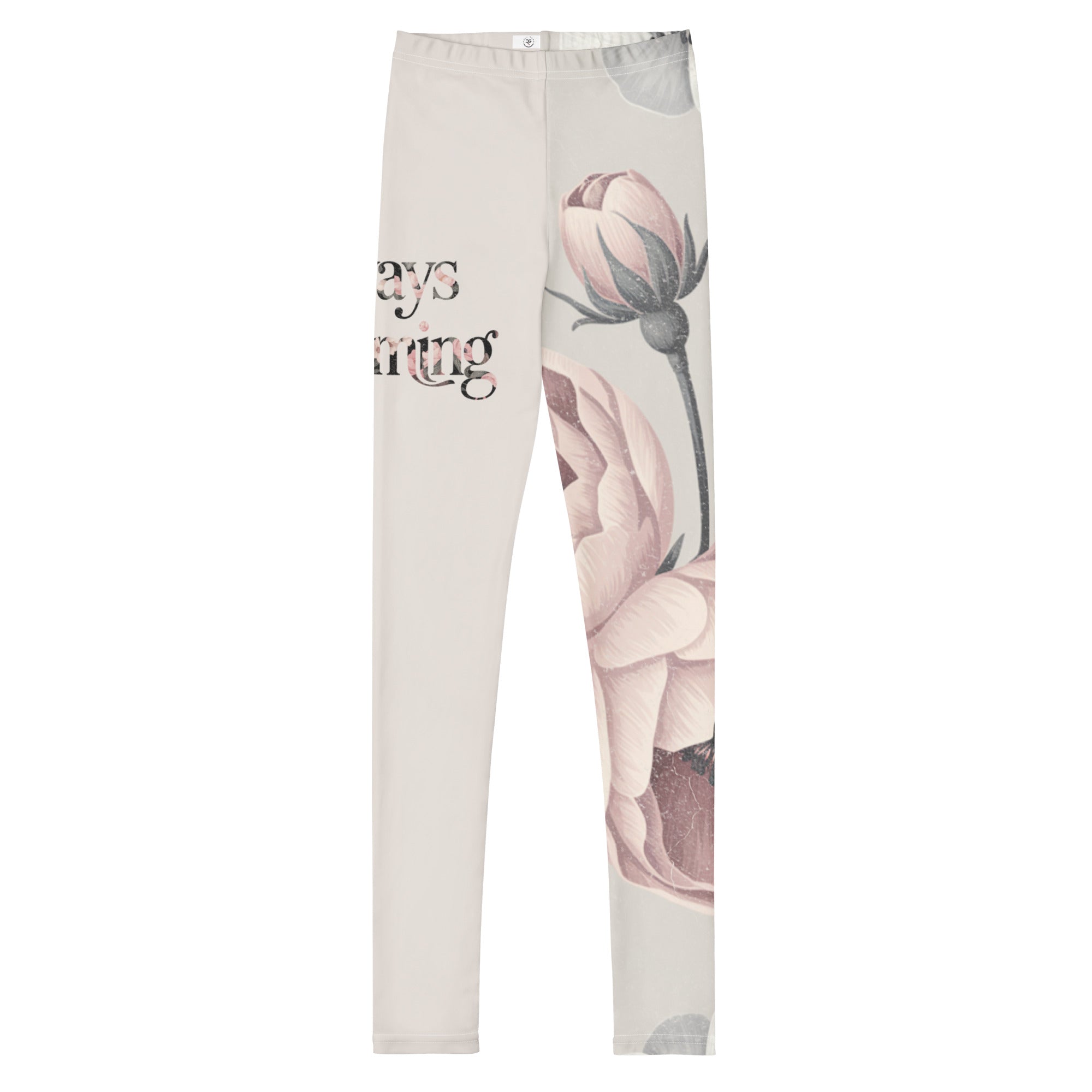 Roll Gear Signature Always Blooming Spats – Vintage Rose (Athlete Edition, Youth Leggings), front view.