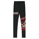 Roll Gear Cold Blooded Spats - Black Venom, Youth BJJ Compression Leggings, front view.