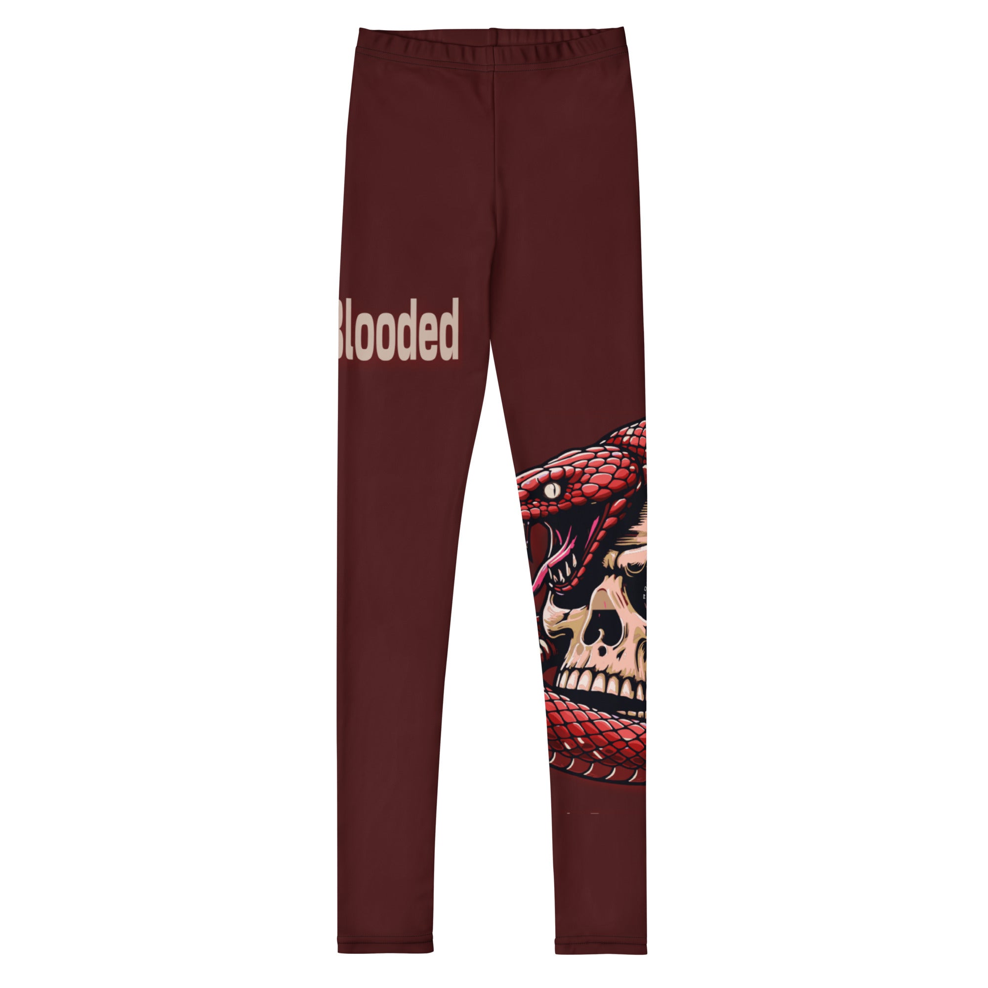 Roll Gear Signature Cold Blooded Spats – Maroon Venom (Athlete Edition, Youth Leggings), front view.