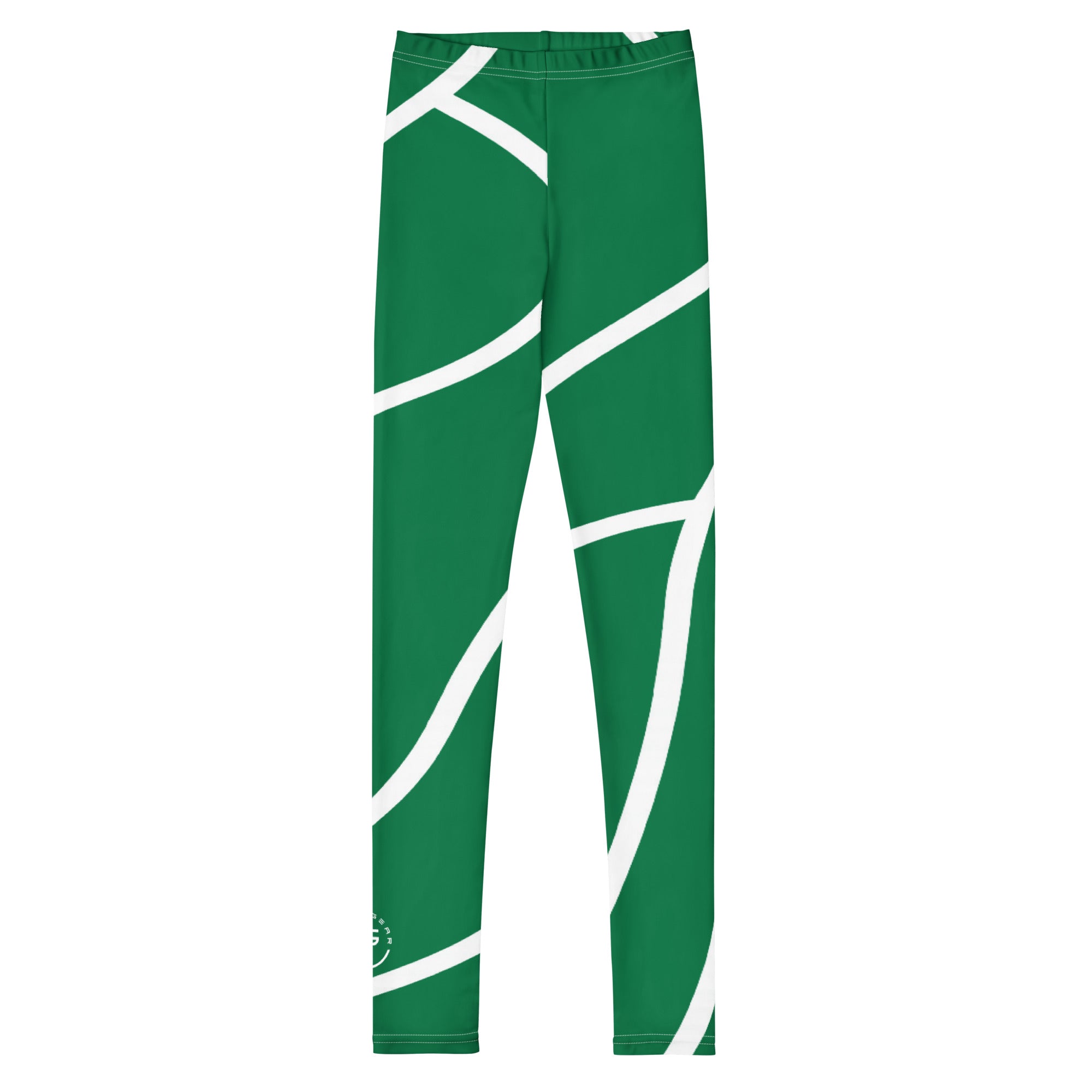 Roll Gear Green Swirl Spats - Green/White, Youth, front view.