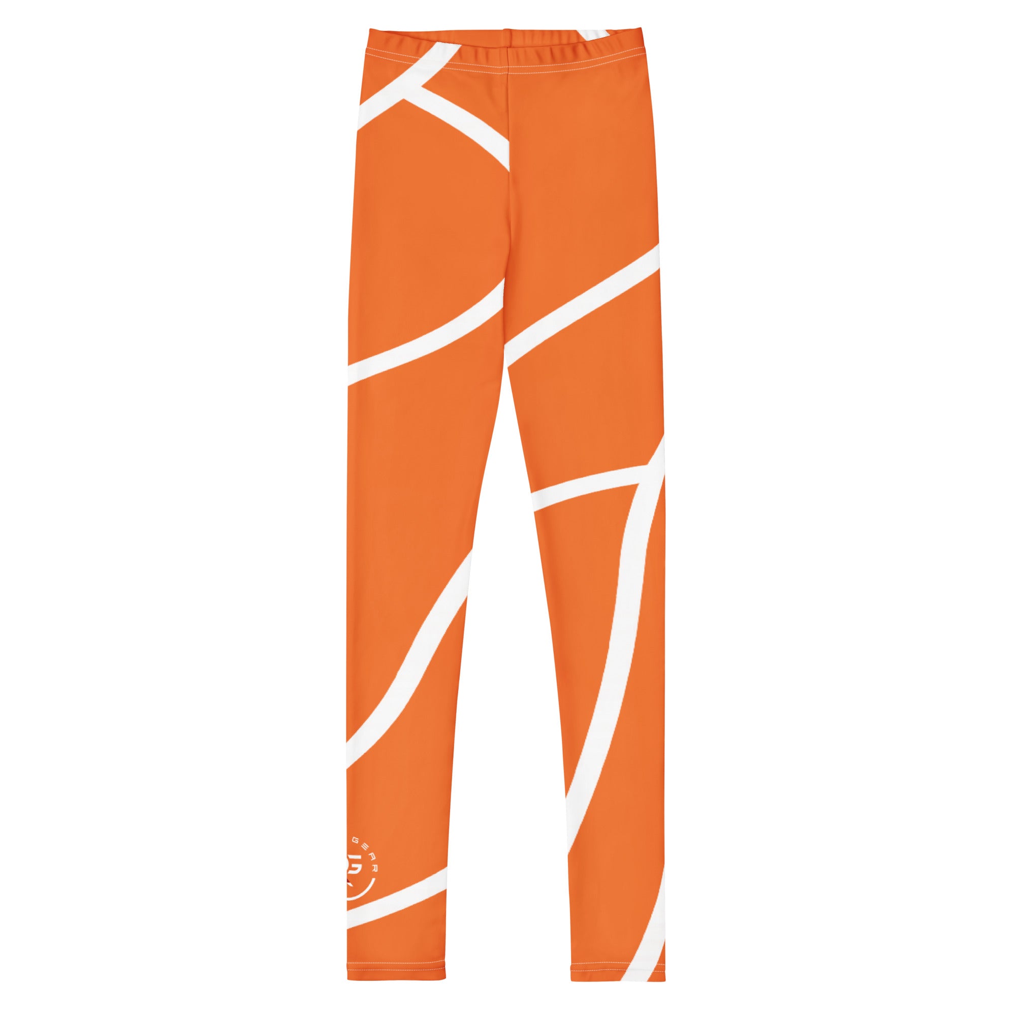 Roll Gear Orange Swirl Spats – Orange/White – Youth, front view.