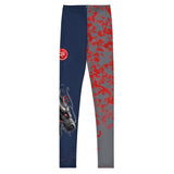 Roll Gear Shadow Dragon Warrior Spats – Dark Navy & Crimson – Youth, front view.