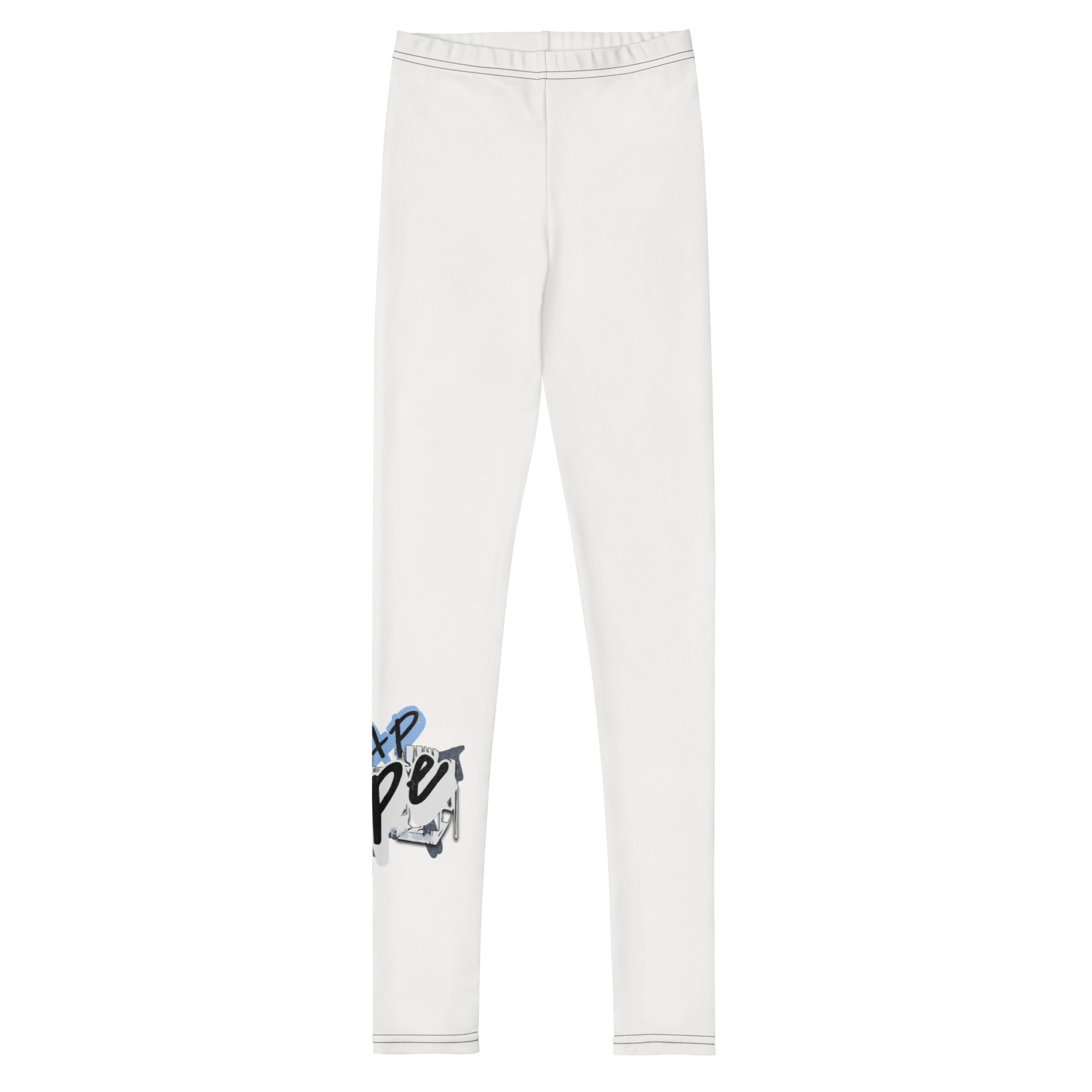 Roll Gear Tap Hype Spats – Blue & White – Youth, front view.