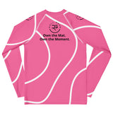 Roll Gear Kids Pink Long Sleeve Rash Guard – back view. Performance fabric for youth BJJ, grappling, and swim.