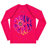 Roll Gear Evolve or Repeat Youth Girls Rash Guard - Pink, back view.