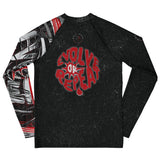 Roll Gear Evolve or Repeat Youth Boys Rash Guard - Black & Red, back view.