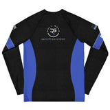 Roll Gear Youth Police Edition Long Sleeve Rash Guard - Thin Blue Line, back view.