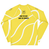 Roll Gear Yellow Swirl Long Sleeve Rash Guard - Yellow/White, Youth, back view.