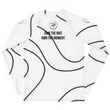 Roll Gear White Swirl Long Sleeve Rash Guard - White/Black, Youth, back view.