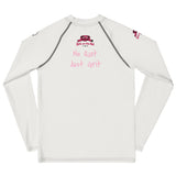 Roll Gear Tap Hype Girls on the Mat Rash Guard - Light Pink/White, Youth Long Sleeve, back view.