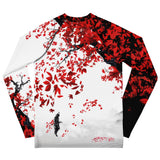 Roll Gear Shadow Dragon Warrior Rash Guard – White & Crimson – Youth Long Sleeve, back view, all-over print.