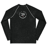 Black long-sleeve shirt with a logo on a white background