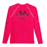 Roll Gear Earned Not Given Youth Long Sleeve Rash Guard - Pink, back view.
