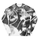 Roll Gear Black & White Tie-Dye Performance Rash Guard – Long Sleeve, UV protection, front view, additional angle.