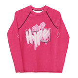Roll Gear Tap Hype Youth Long Sleeve BJJ Rash Guard – Girls, front view, additional angle.