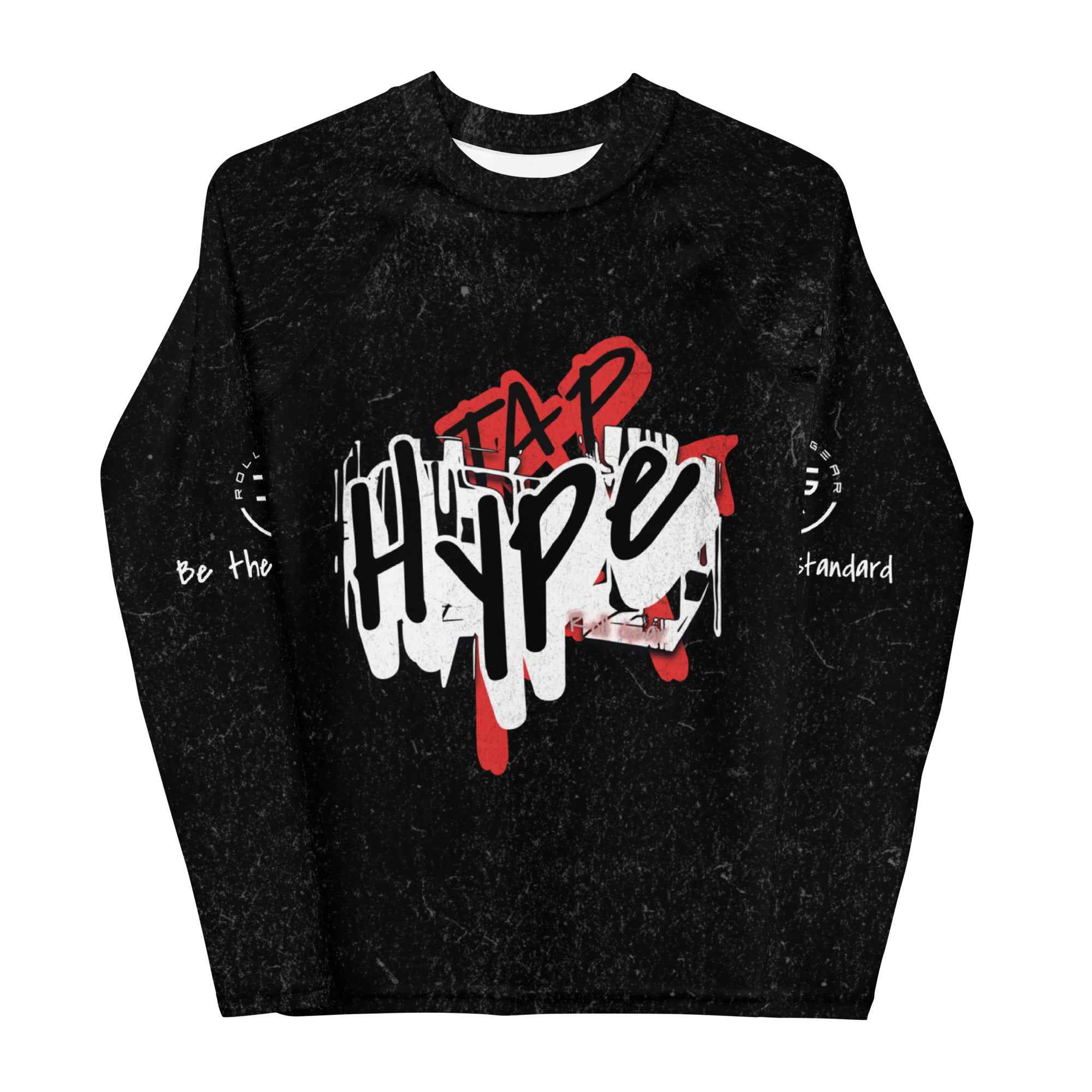 Roll Gear Tap Hype Youth Rash Guard, second front view, all-over print.