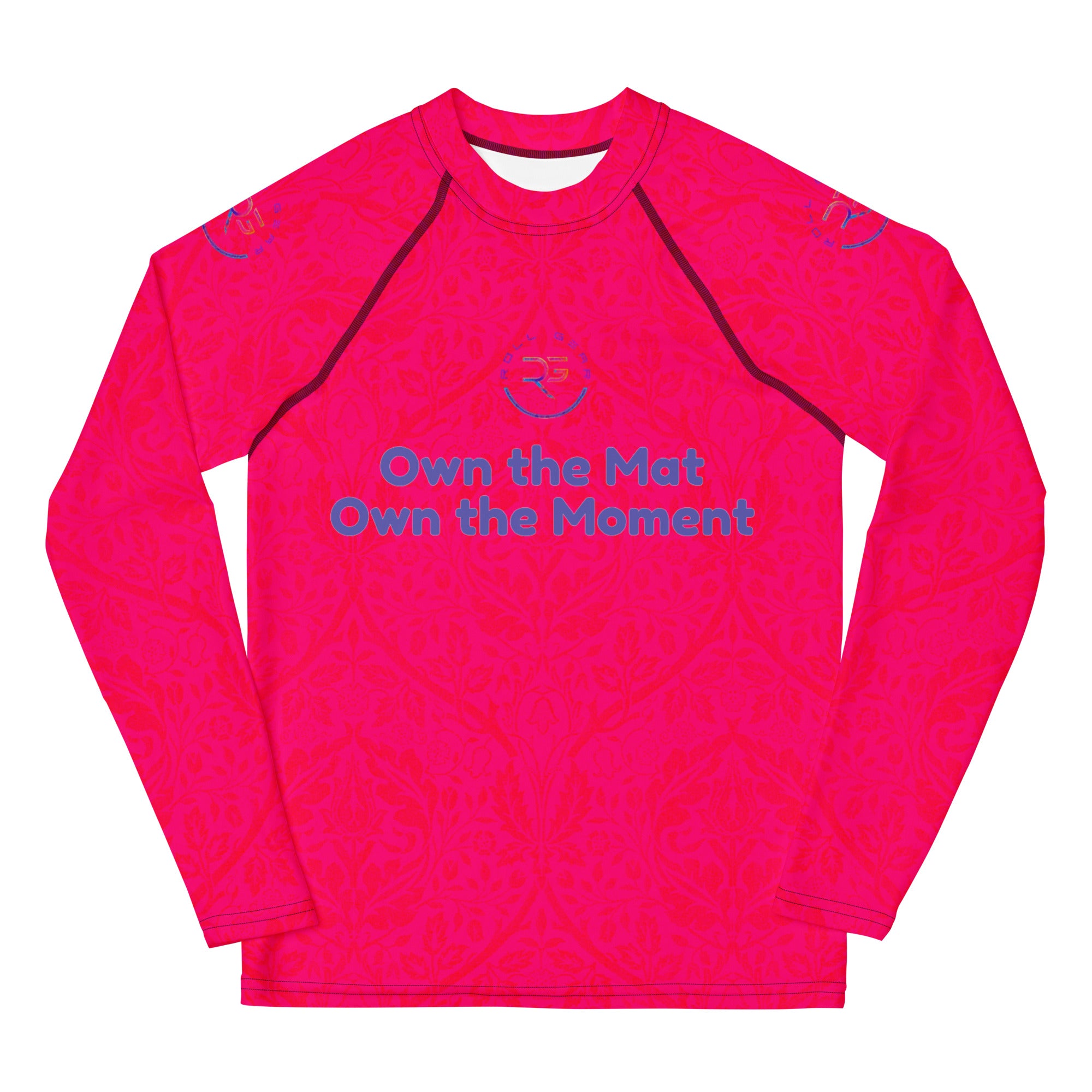 Roll Gear Evolve or Repeat Youth Girls Rash Guard - Pink, front view.