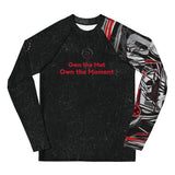 Roll Gear Evolve or Repeat Youth Boys Rash Guard - Black & Red, front view.