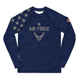 Roll Gear Youth Air Force Long Sleeve Rash Guard, front view.