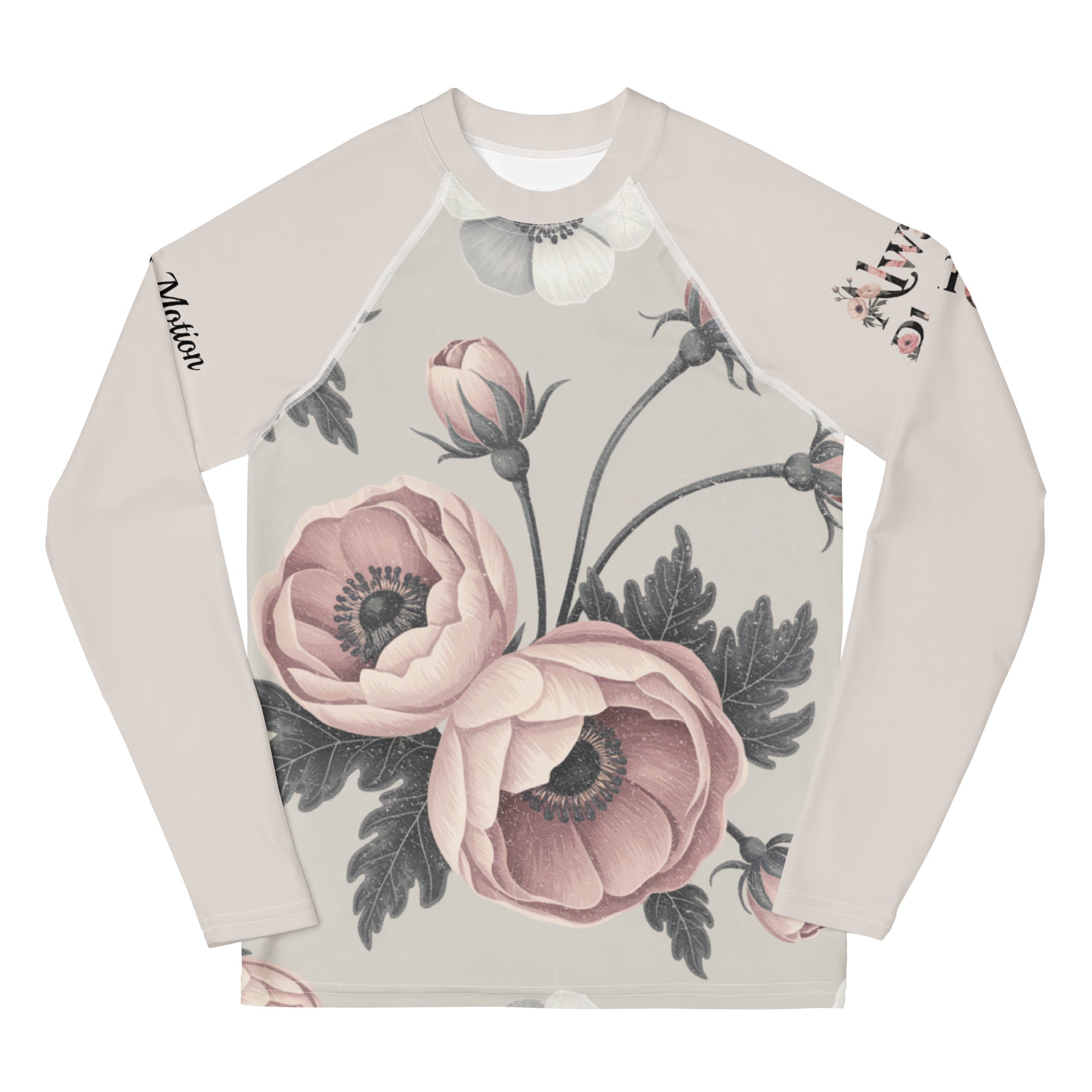 Roll Gear Signature Always Blooming Rash Guard - Vintage Rose, front view.