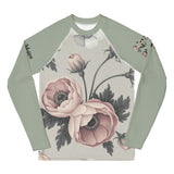 Roll Gear Signature Always Blooming Rash Guard - Sage Green, Youth Long Sleeve, front view.
