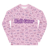 Roll Gear Girls Bow Rash Guard - Pink, Youth, front view.