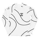 Roll Gear White Swirl Long Sleeve Rash Guard - White/Black, Youth, front view.