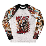 Roll Gear Never Accept Rash Guard - Black - Youth, front view.