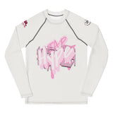 Roll Gear Tap Hype Girls on the Mat Rash Guard - Light Pink/White, Youth Long Sleeve, front view.