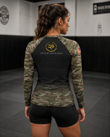 Roll Gear Women's Army Long Sleeve Rash Guard, back view, additional angle.