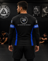 Roll Gear Men's Police Edition Rash Guard - Long Sleeve Thin Blue Line, back view.