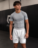 Roll Gear Youth Grey Ranked Grappling Shorts – BJJ & Wrestling Training Gear, product view.