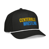 Centerville Wrestling Embroidered Rope Hat, Black/White, right-front view.