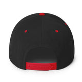 Roll Gear snapback hat – back view, adjustable plastic strap with custom fit for all head sizes