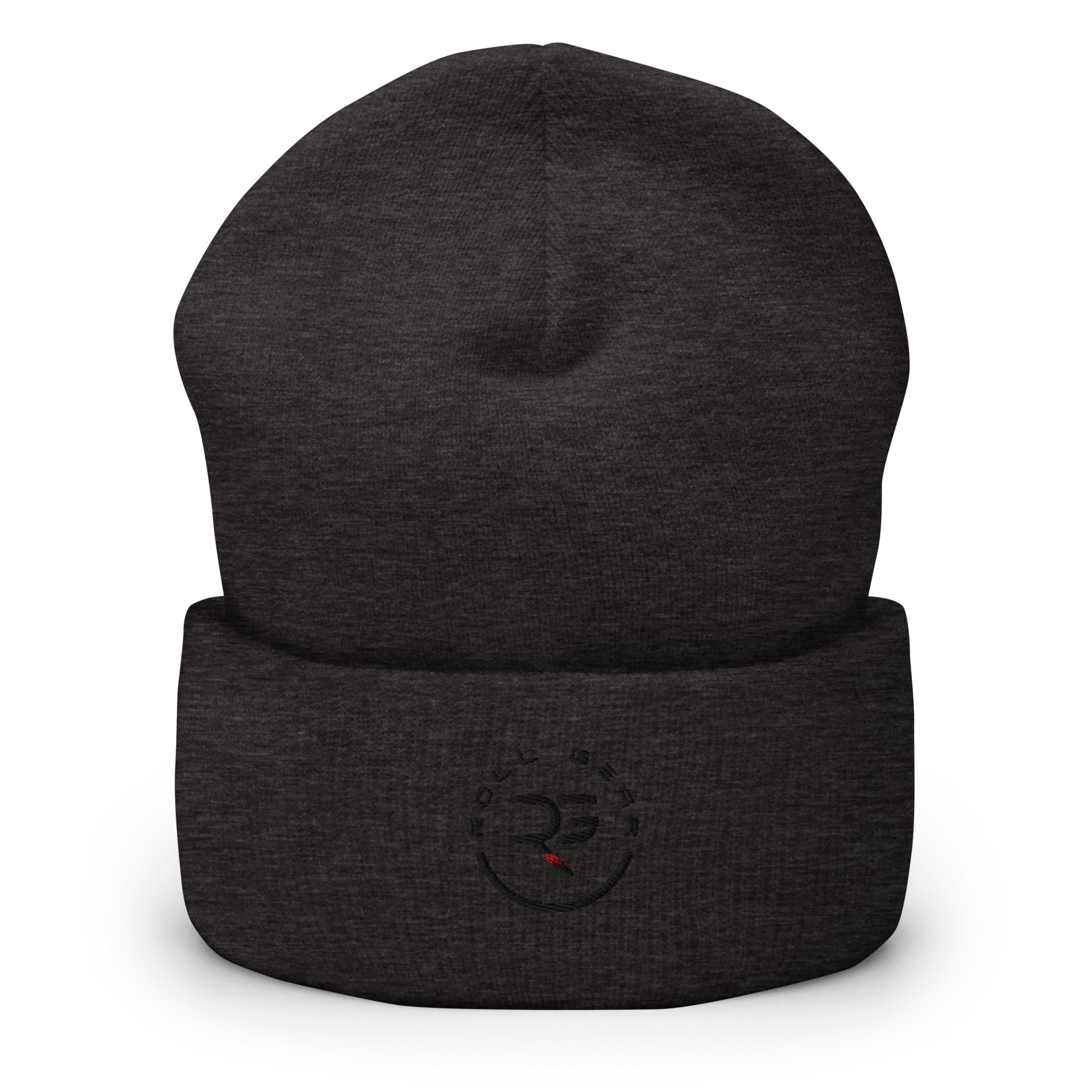 Roll Gear Cuffed Beanie - Dark Grey, front view.