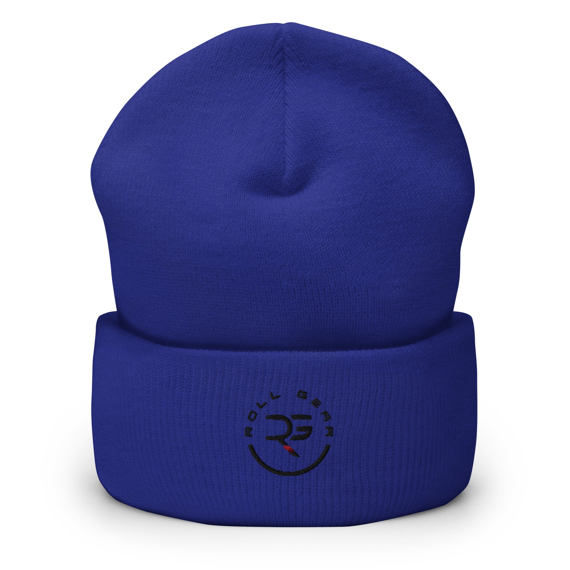 Roll Gear Cuffed Beanie - Royal, front view.