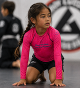Roll Gear Evolve or Repeat Youth Girls Rash Guard, front view, additional angle.