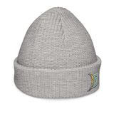 Brandon Grind Triple Logo Beanie by Roll Gear, Athletic Heather, right side view.