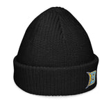 Brandon Grind Triple Logo Beanie by Roll Gear, Black, right side view.