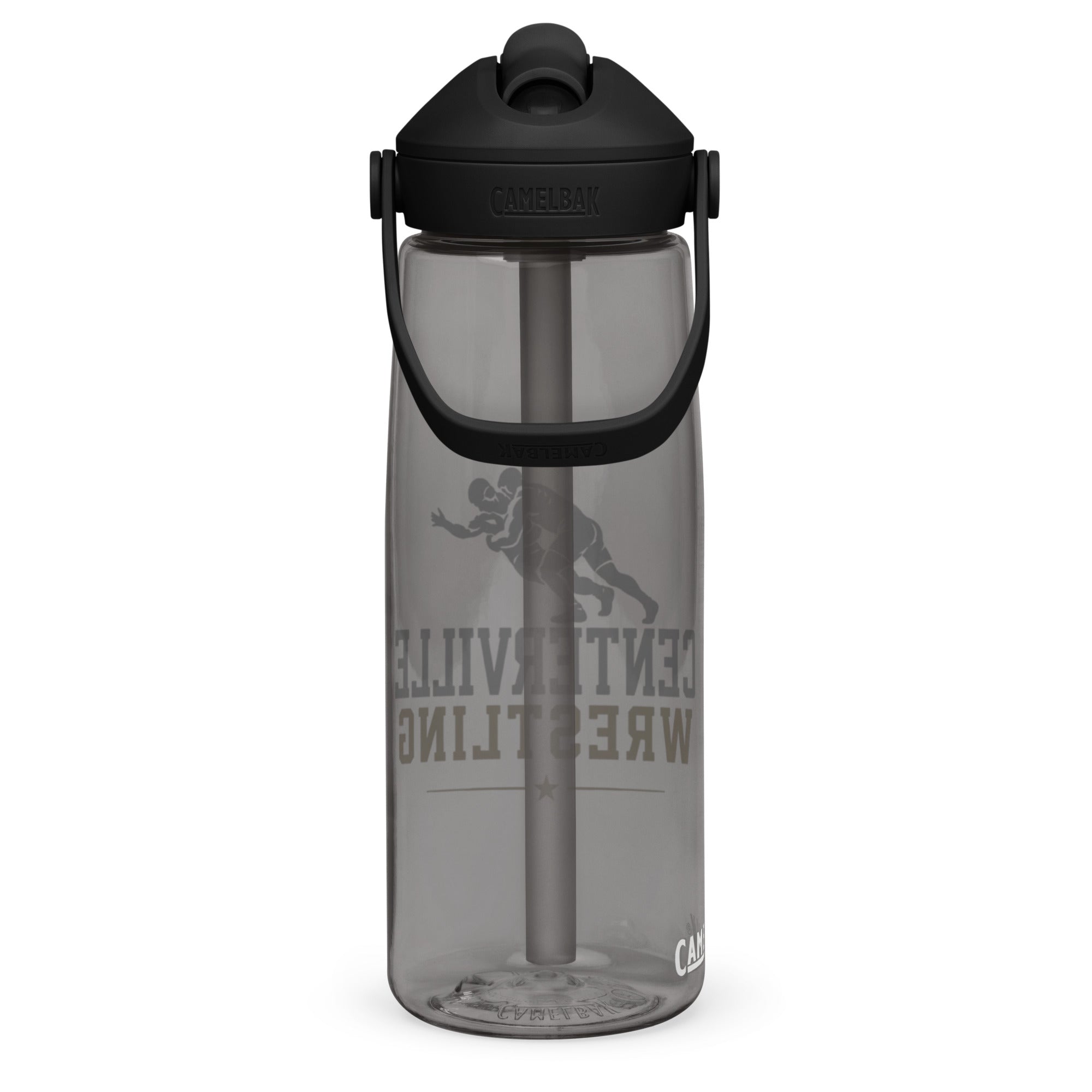 Centerville Wrestling CamelBak Water Bottle, Charcoal, right side view.