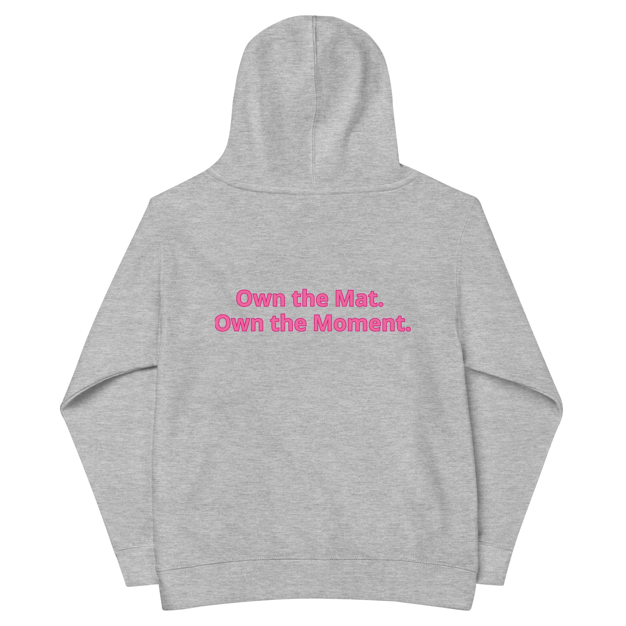 Roll Gear Kids Fleece Hoodie – Athletic Heather, back view.