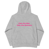 Roll Gear Kids Fleece Hoodie – Athletic Heather, back view.
