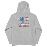 Roll Gear Kids Earned Not Given Performance Hoodie - USA Edition, Athletic Heather, back view.