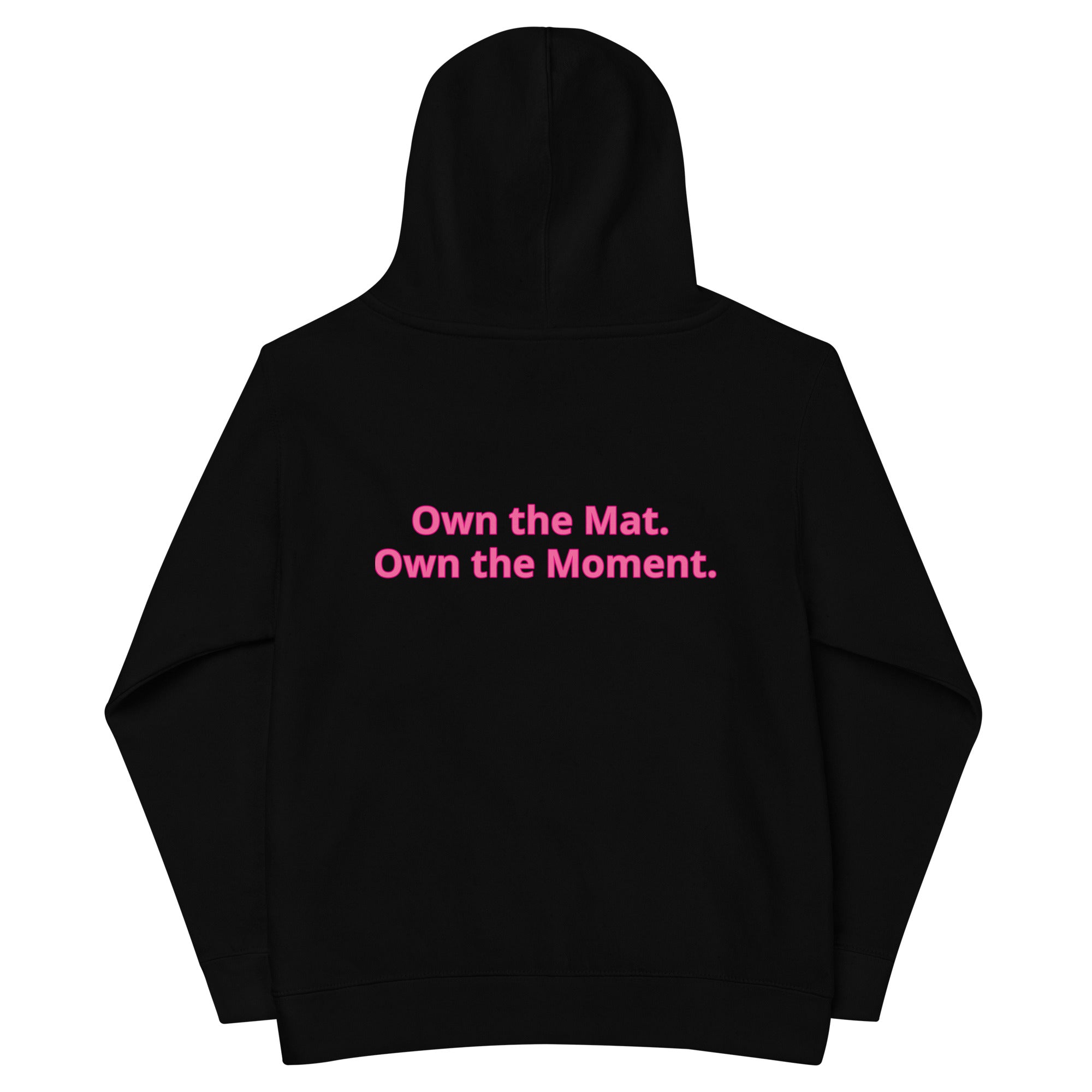 Roll Gear Kids Fleece Hoodie – Black, back view.