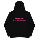 Roll Gear Kids Fleece Hoodie – Black, back view.