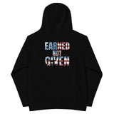 Roll Gear Kids Earned Not Given Performance Hoodie - USA Edition, Black, back view.